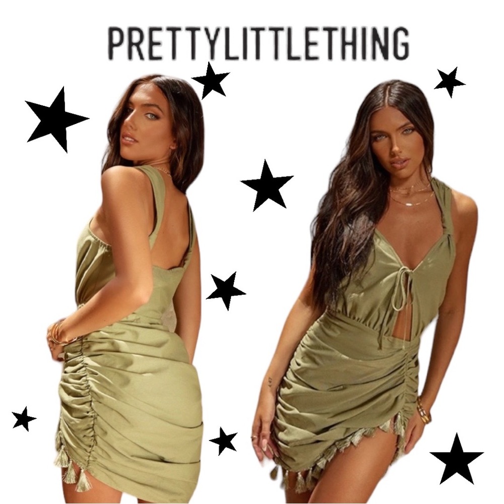 nwt Light Khaki Tassel Hem Bodycon Dress